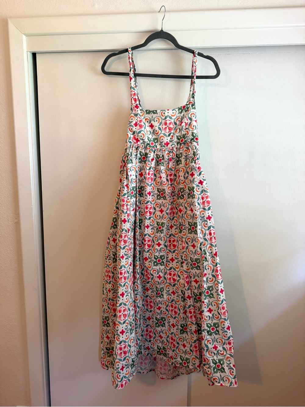 Girls Floral Print Sundress in Coral, Green & White